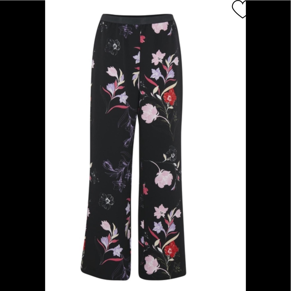 B. YOUNG NEW Floral Flowy Wide Leg Polazzo Pants Print Flare